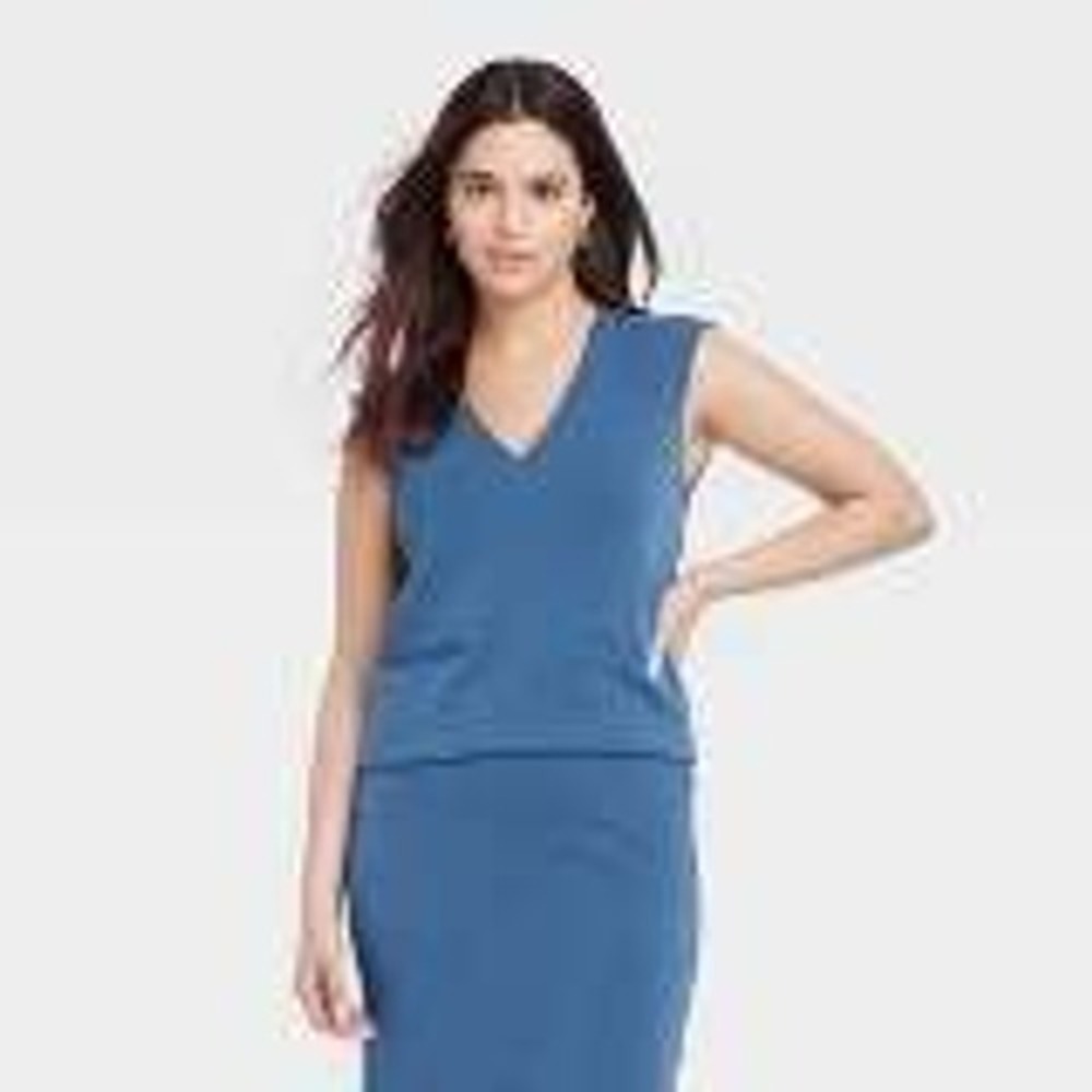 A New Day Women's XL Sleeveless Vest Top & Midi Skirt‎ Set Blue
